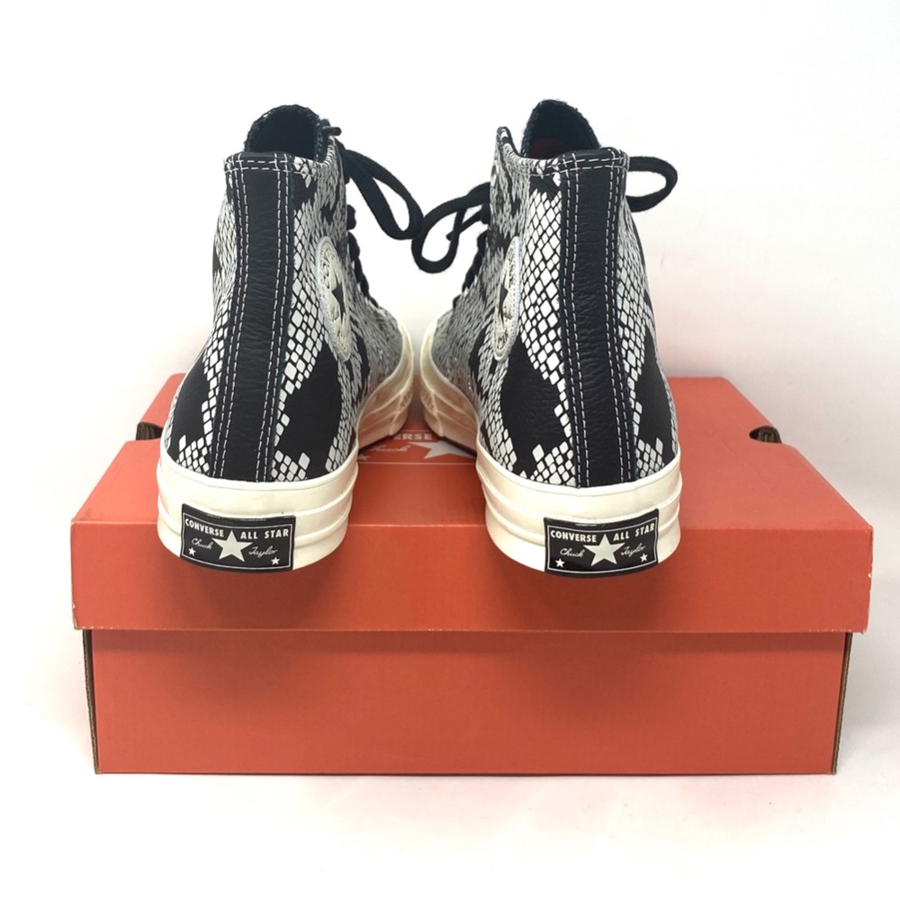 Converse Chuck 70 All Star High Top Egret Black Leather Women Sneakers 570355C - Picture 4 of 8